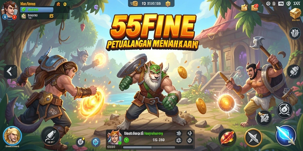 Gameplay 55FIVE yang seru dan menantang dalam petualangan.