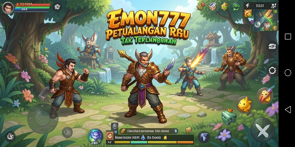 Gambaran utama gameplay RPG EMON777 yang penuh aksi.
