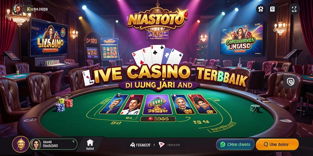 Tampilan gameplay NIASTOTO yang mengesankan dengan dealer live dan suasana kasino.