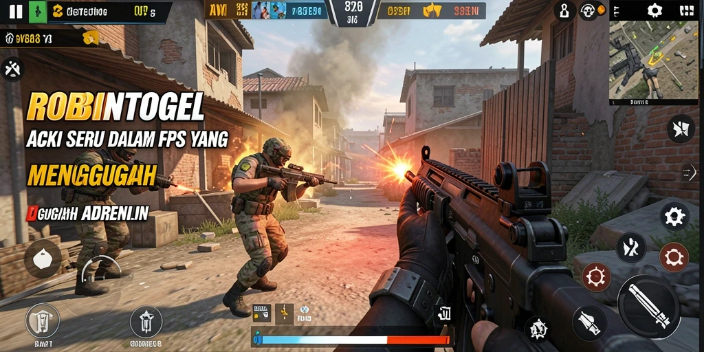 Tangkapan layar gameplay mendebarkan dari ROBINTOGEL dengan aksi FPS yang intens.